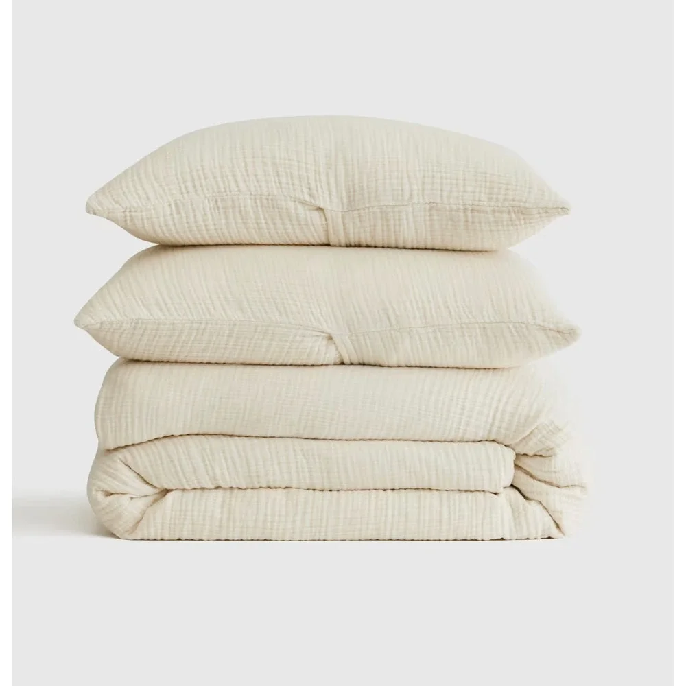 Quince Organic Airy Gauze Duvet Cover Set King/Cal King Undyed Off -White Cotton